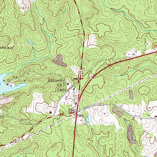 Topographic Map of Antioch, GA