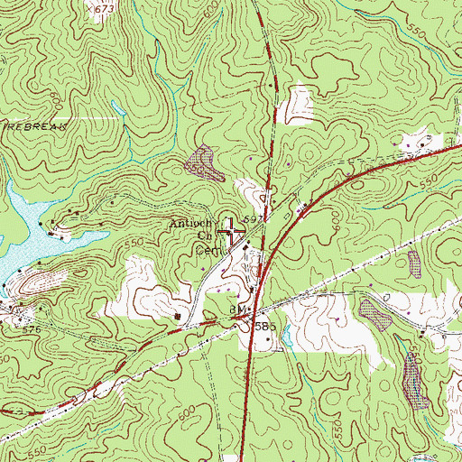 Topographic Map of Antioch Cemetery, GA