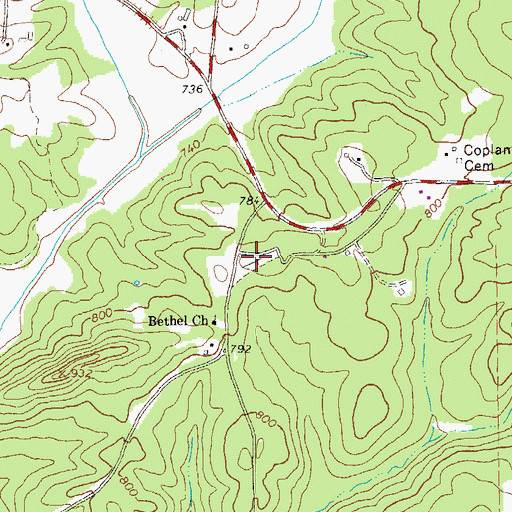 Topographic Map of Bethel Cemetery, GA