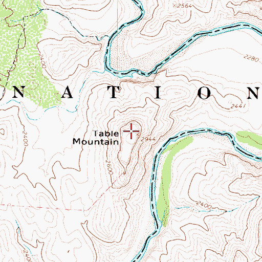 Topographic Map of Table Mountain, AZ