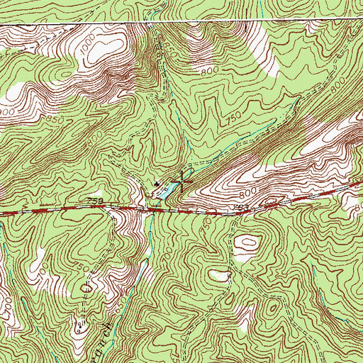 Topographic Map of Blue Spring, GA