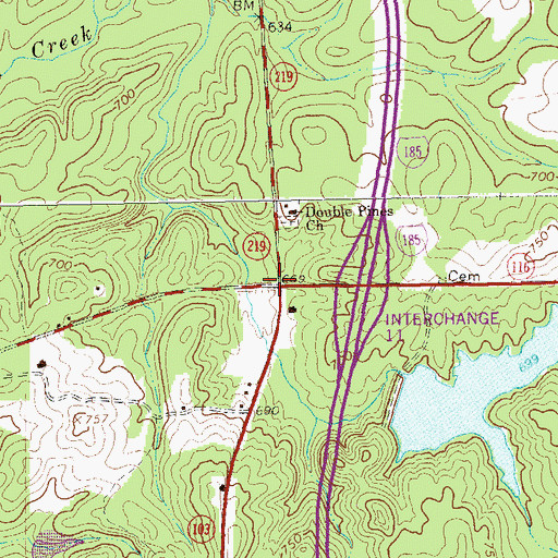 Topographic Map of Clines Crossroads, GA