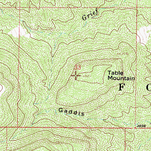 Topographic Map of Table Mountain, AZ
