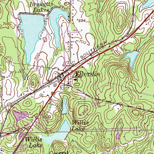 Topographic Map of Ellerslie Methodist Church, GA
