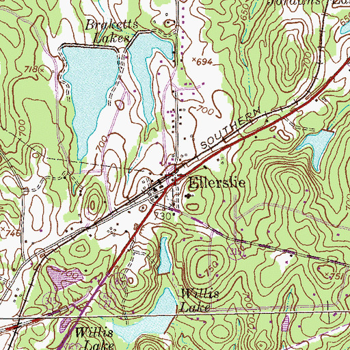 Topographic Map of Ellerslie Post Office, GA