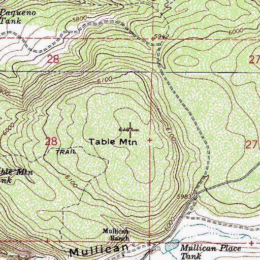 Topographic Map of Table Mountain, AZ