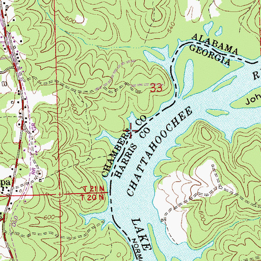 Topographic Map of Houston Ferry (historical), GA