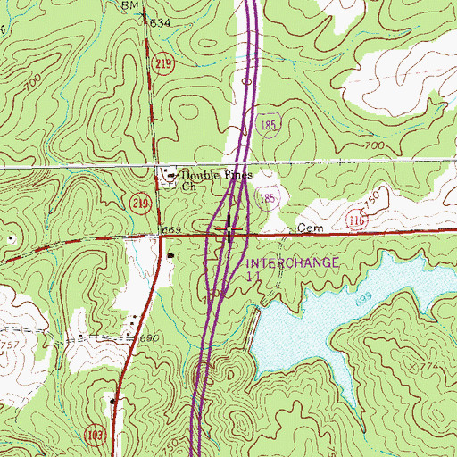 Topographic Map of Interchange 11, GA