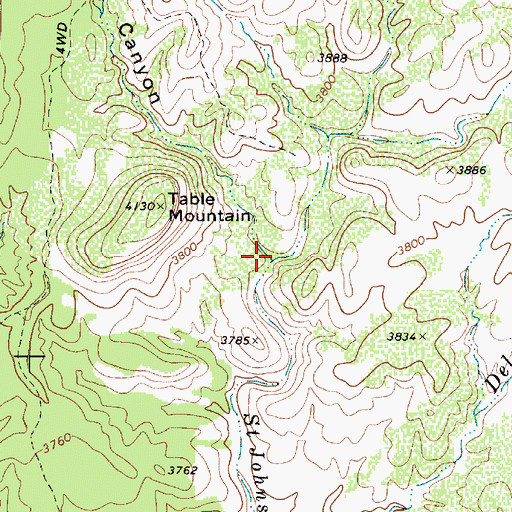 Topographic Map of Table Mountain Canyon, AZ