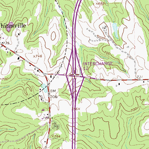 Topographic Map of Interchange 12, GA