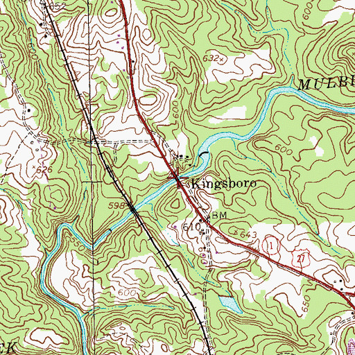 Topographic Map of Kingsboro Covered Bridge, GA