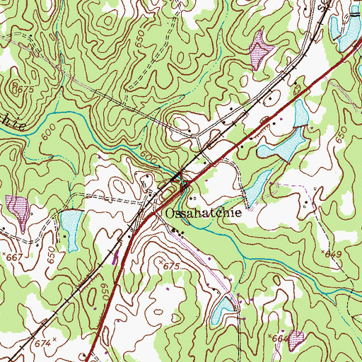 Topographic Map of Lowes Covered Bridge, GA