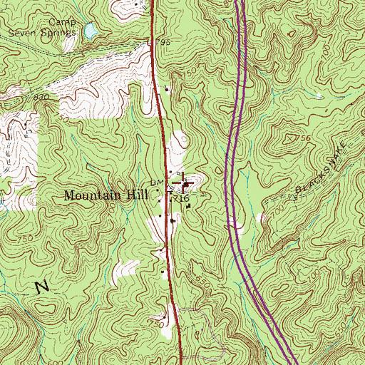 Topographic Map of Mountain Hill Baptist Church, GA