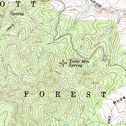 Topographic Map of Table Mountain Spring, AZ