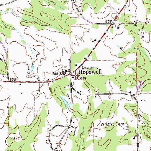 Topographic Map of New Hopewell Cemetery, GA