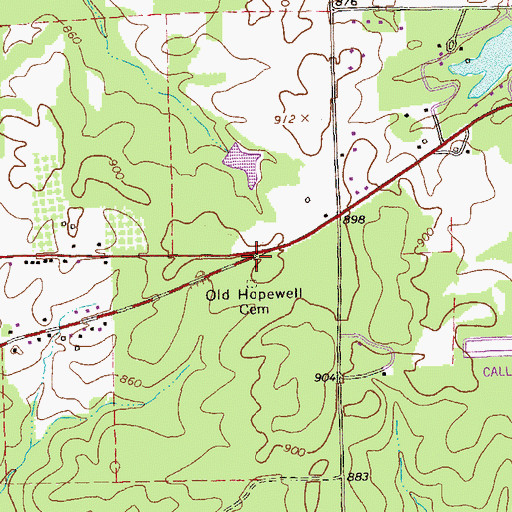 Topographic Map of Old Hopewell Methodist Church (historical), GA