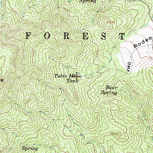 Topographic Map of Table Mountain Tank, AZ