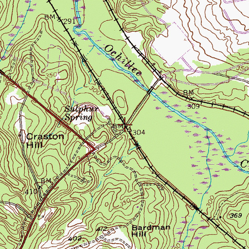Topographic Map of Central Springs, GA