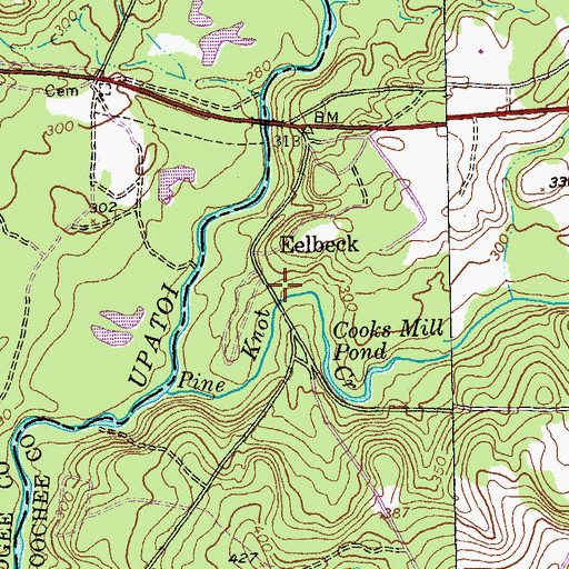 Topographic Map of Cooks Mill (historical), GA