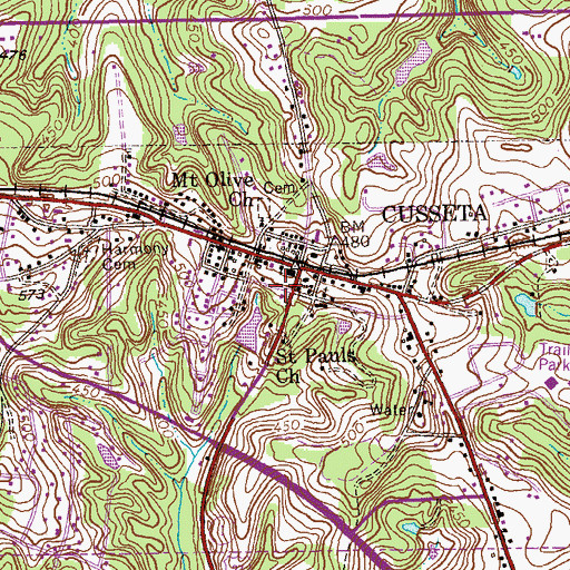 Topographic Map of Cusseta Post Office, GA