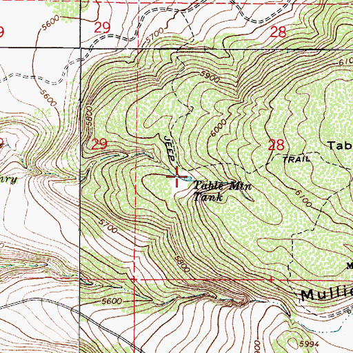 Topographic Map of Table Mountain Tank, AZ