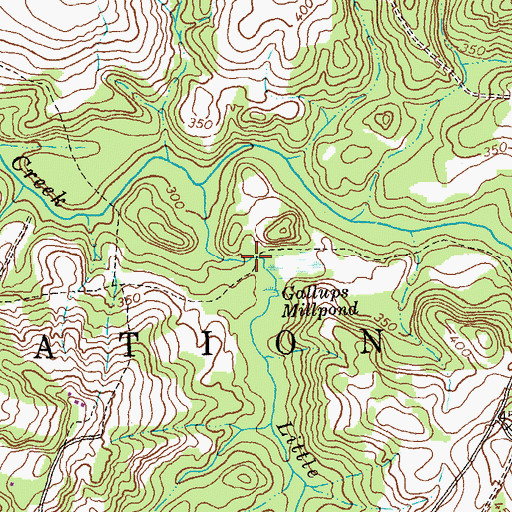 Topographic Map of Gallups Mill (historical), GA