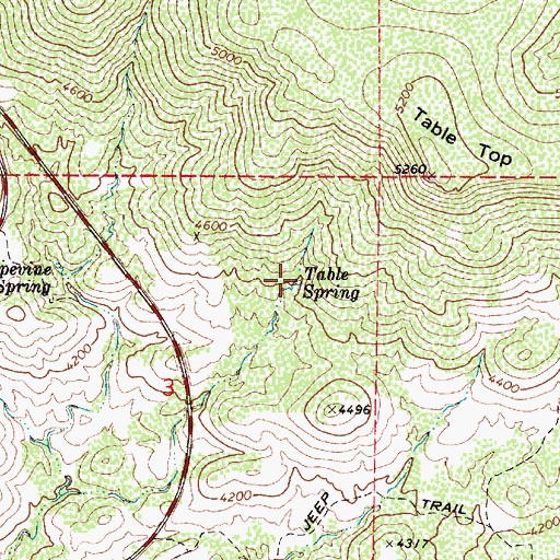 Topographic Map of Table Spring, AZ
