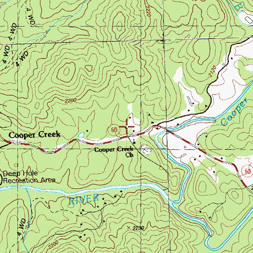 Topographic Map of Coopers Creek School (historical), GA