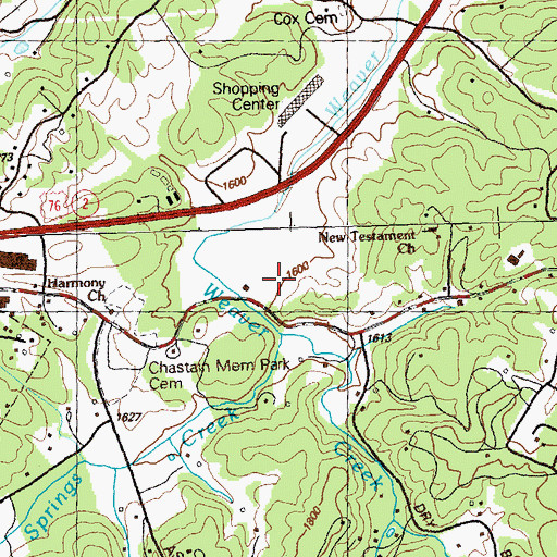 Topographic Map of Blue Ridge Post Office, GA