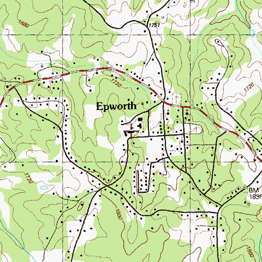 Topographic Map of Epworth School, GA