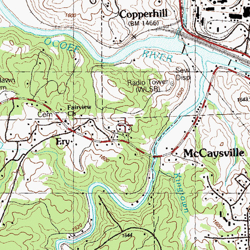 Topographic Map of Jonestown, GA