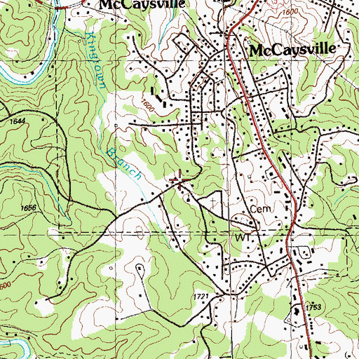 Topographic Map of Kingtown, GA