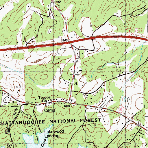 Topographic Map of Lakewood, GA