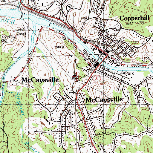 Topographic Map of McCaysville Elementary School, GA