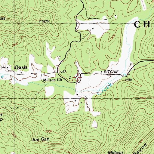 Topographic Map of Millsaps Cemetery, GA