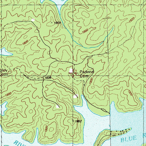 Topographic Map of Padena Baptist Church (historical), GA