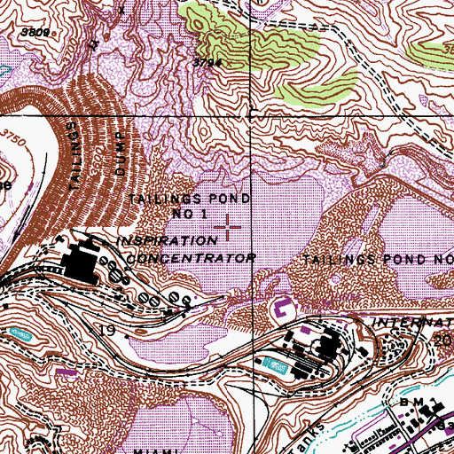 Topographic Map of Tailings Pond Number One, AZ