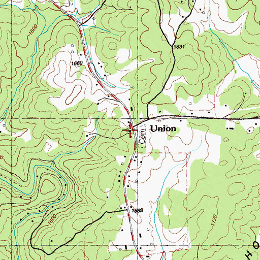 Topographic Map of Union Church, GA