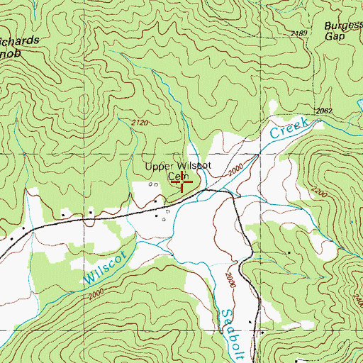 Topographic Map of Upper Wilscot Cemetery, GA