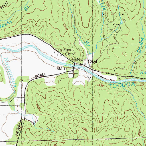 Topographic Map of Woody Church, GA