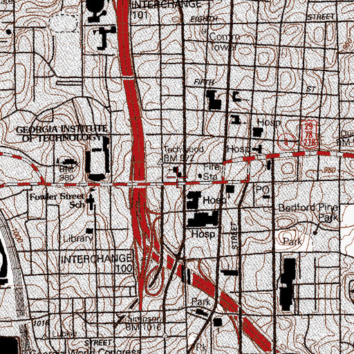 Topographic Map of All Saints Episcopal Church, GA