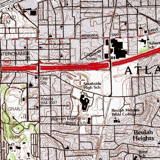 Topographic Map of Atlanta Stockade (historical), GA
