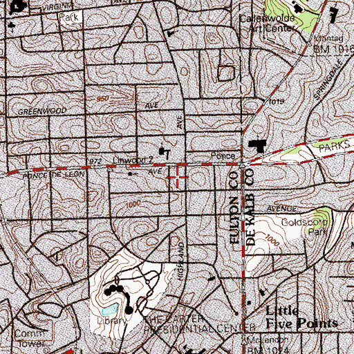 Topographic Map of Briarcliff Plaza Shopping Center, GA