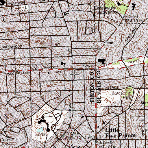 Topographic Map of Druid Hills Baptist Church, GA