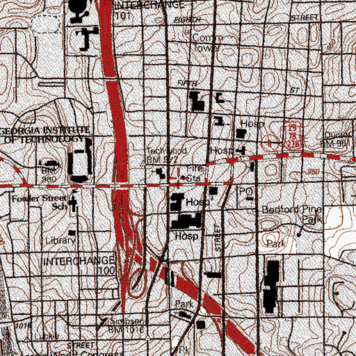 Topographic Map of Fire Station Number 11, GA