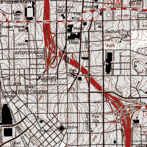Topographic Map of First United Methodist Church of Atlanta, GA