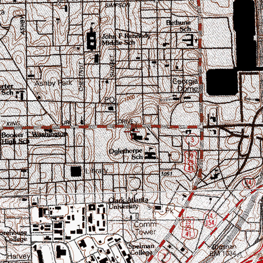 Topographic Map of Fountain Hall, GA