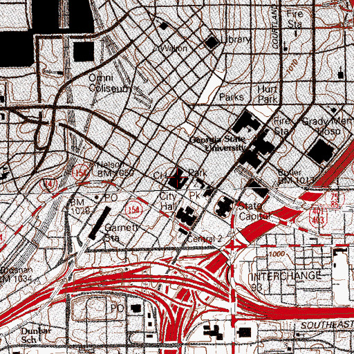 Topographic Map of Fulton County Courthouse, GA
