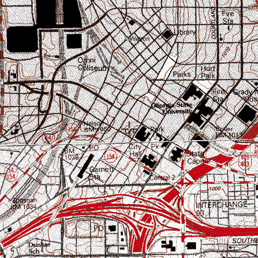 Topographic Map of Fulton County Government Center, GA