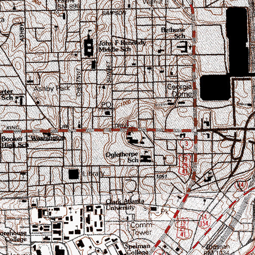 Topographic Map of Gaines Hall, GA